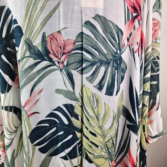 Tropical Floral Kimono Cardigan Womens O/S Lightweight Cover-Up - Picture 8 of 10